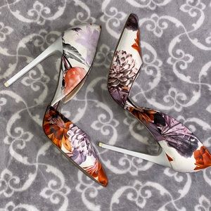 Floral Heels in white